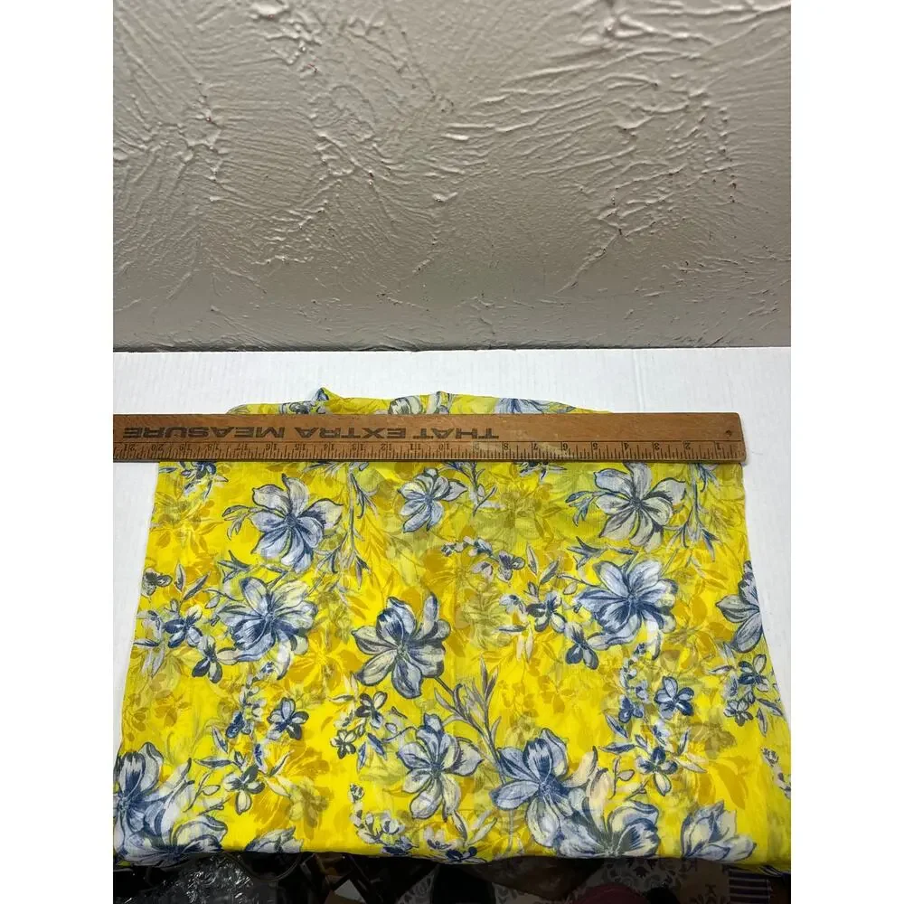 Kut from the Kloth Sheer Sleeveless‎ Button Down Top Shirt Yellow Floral Size M